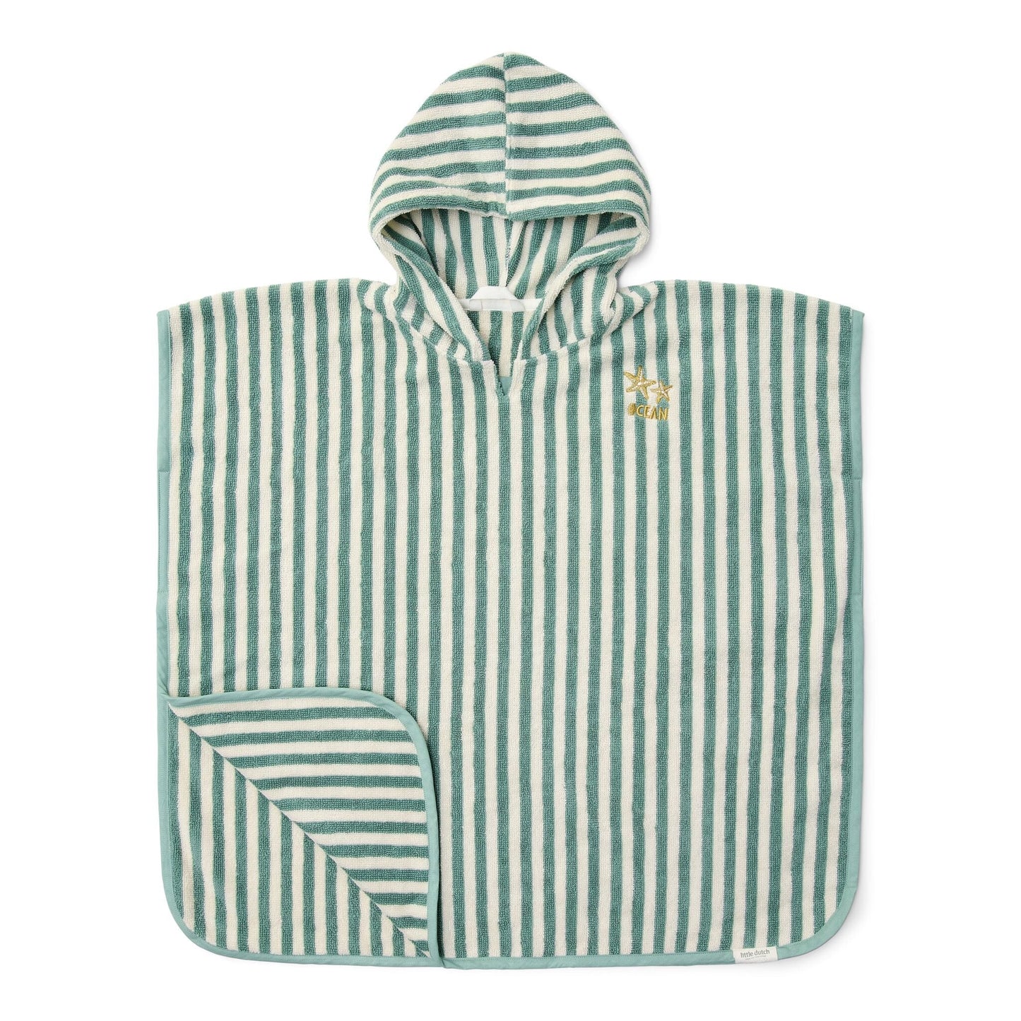 Little Dutch Poncho da spiaggia Seashells and Stripes Surf Blue