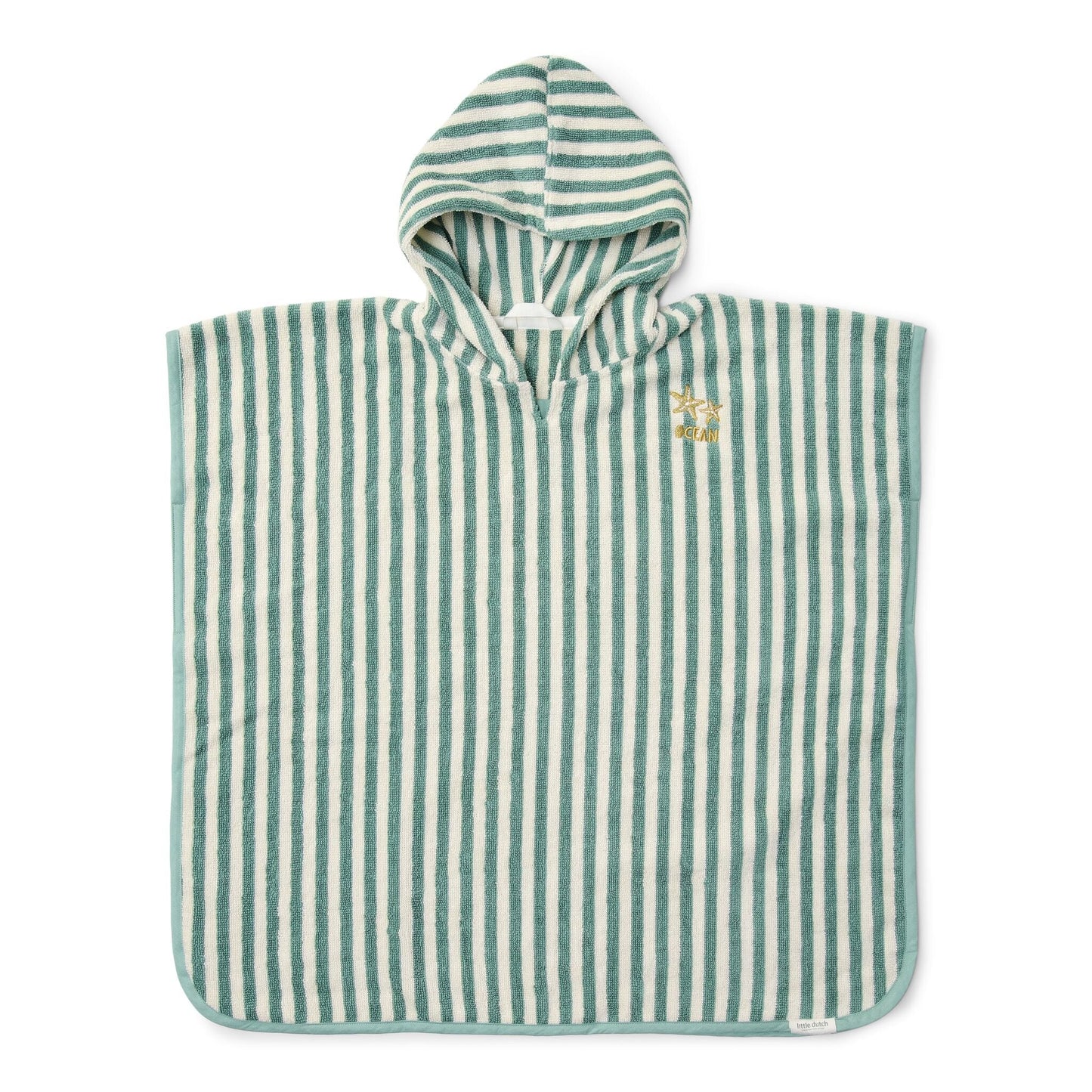 Little Dutch Poncho da spiaggia Seashells and Stripes Surf Blue
