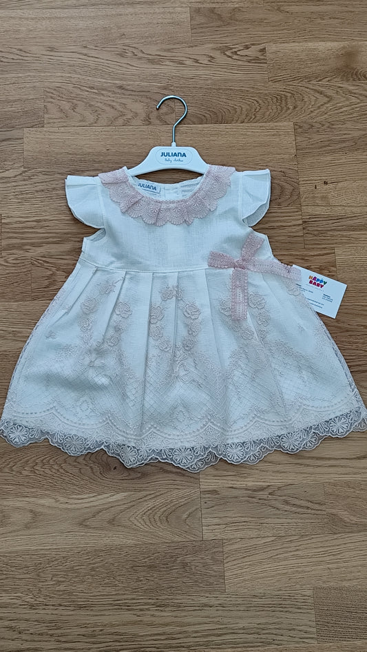 Abito in misto lino con pizzo