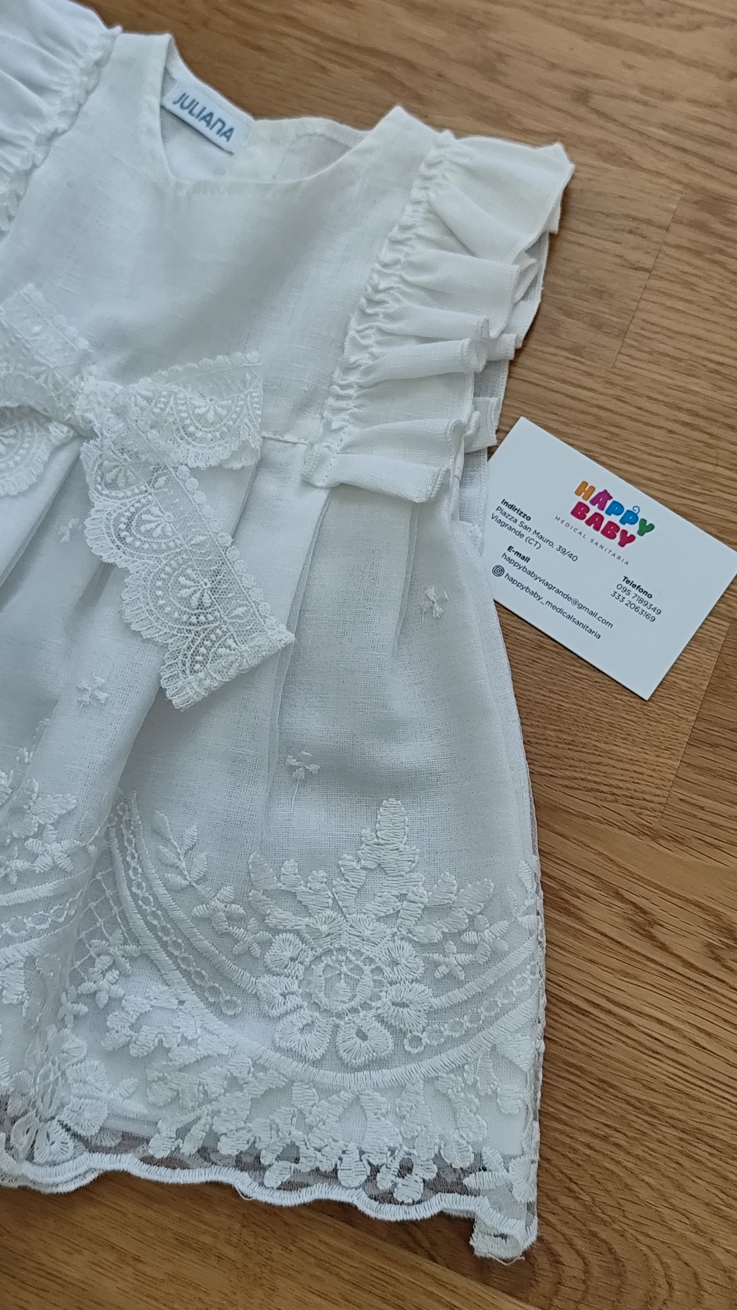 Abito in misto lino con pizzo