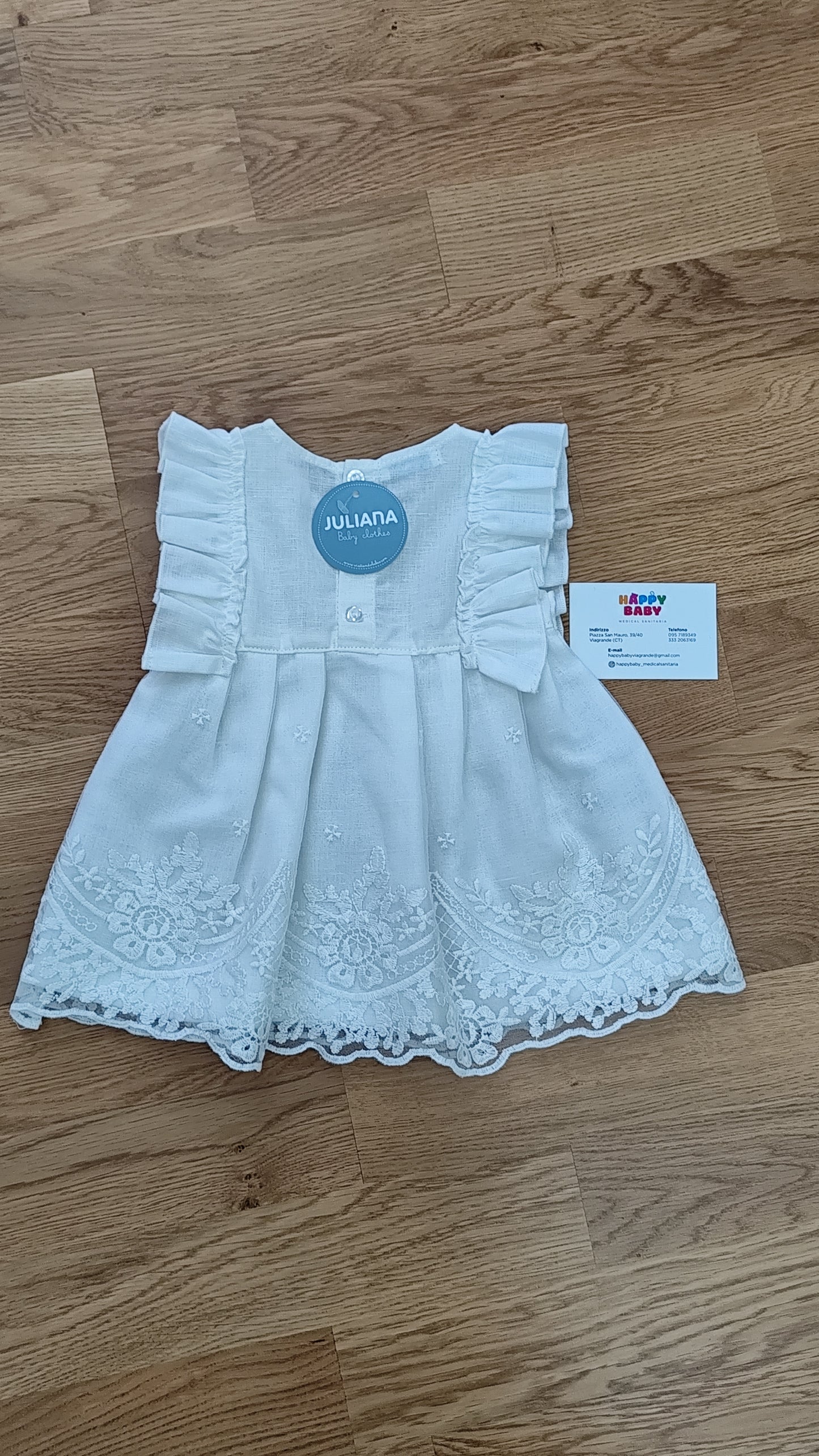 Abito in misto lino con pizzo